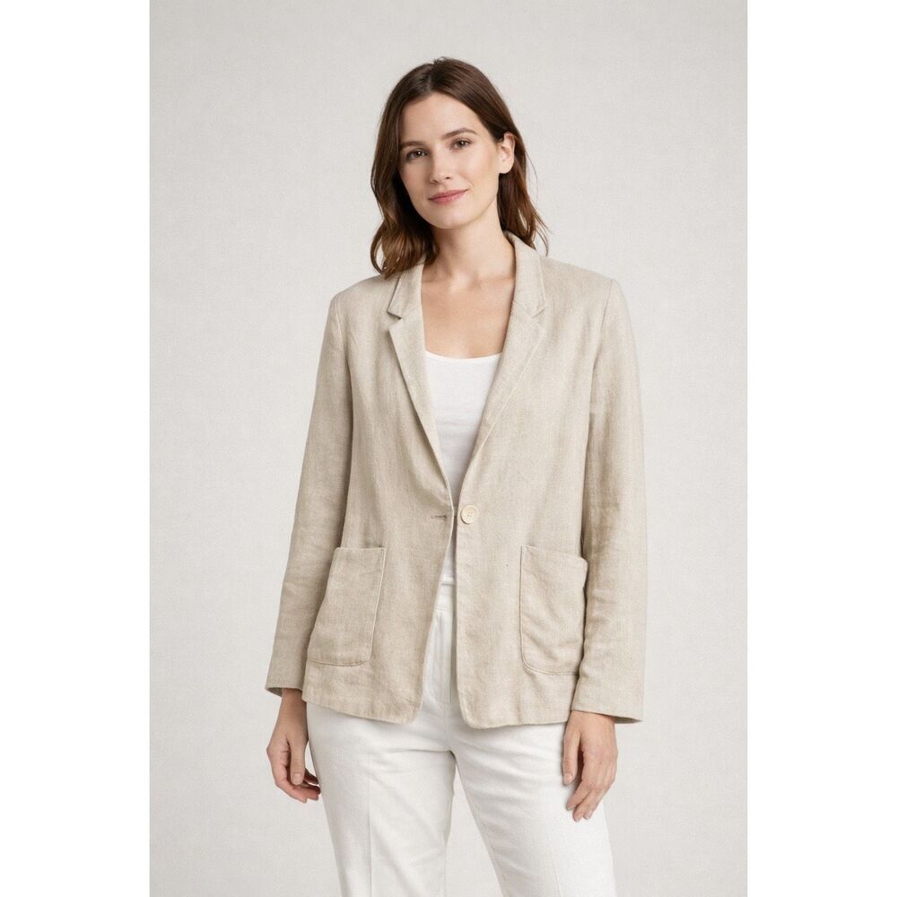 Sottana David Lohman Linen Blazer Beige Womens Size 8